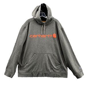 Carhartt Hoodie Men's XL Relaxed Orange Logo Workwear Streetwear Outdoor Western